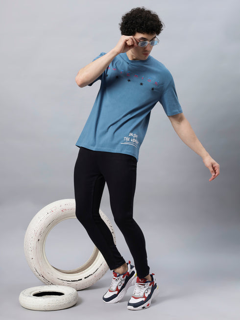 Bold Comfort: Men's Oversize Printed Cotton T-Shirt White